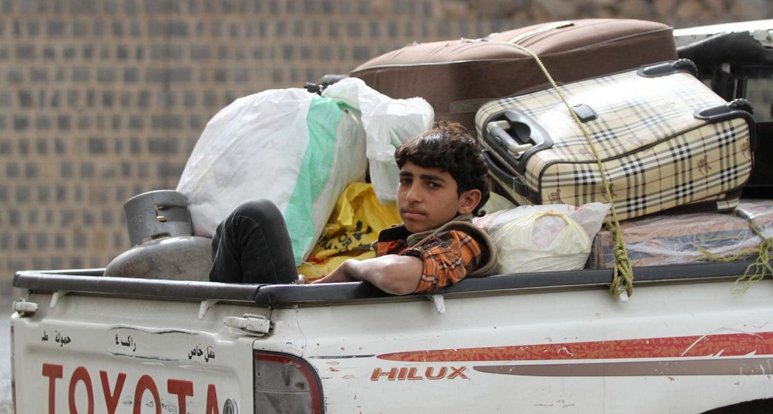 Children in conflict, Yemen, 2015: a boy fleeing the capital, Sana&#039;a.