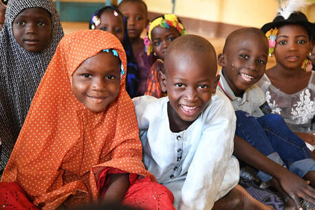 Children in a UNICEF-supported primary school in Niamey, the capital of Niger.