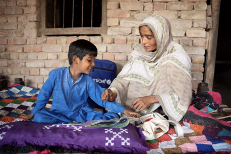 A psychosocial kit from UNICEF has helped Muhammad Ehsan, 7, recover from trauma he experienced during Pakistan's massive flooding in 2022.