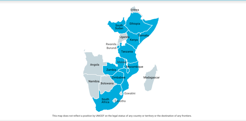 map showing 11 countries battling cholera outbreak across eastern and southern Africa