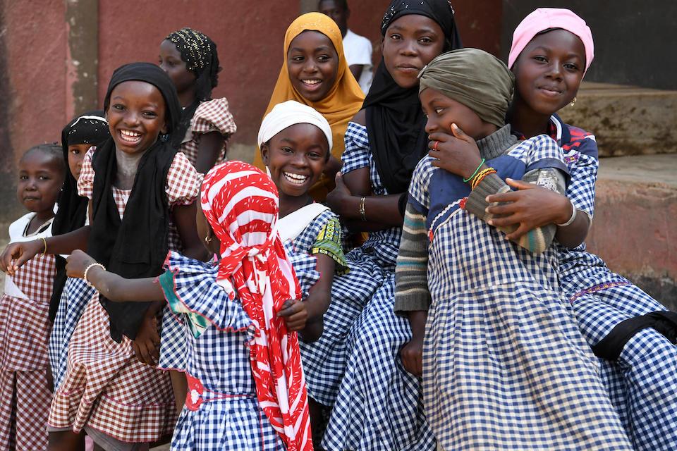Children playing outside their Islamic school in Biankouma, a village in the West of Côte d'Ivoire.