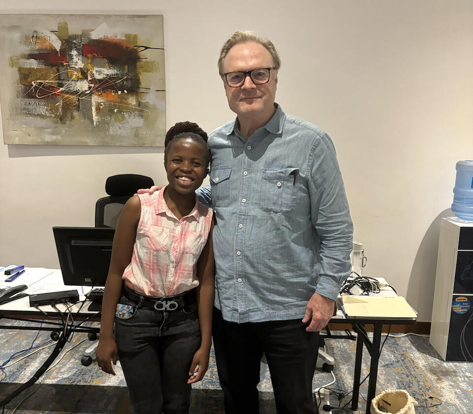 Joyce of Malawi, K.I.N.D. Fund scholarship recipient, with MSNBC's Lawrence O'Donnell