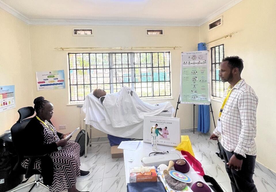 Health workers participate in a training session, part of an in-service education program implemented by UNICEF in partnership with Laerdal Global Health and with The Church of Jesus Christ of Latter-day Saints. 