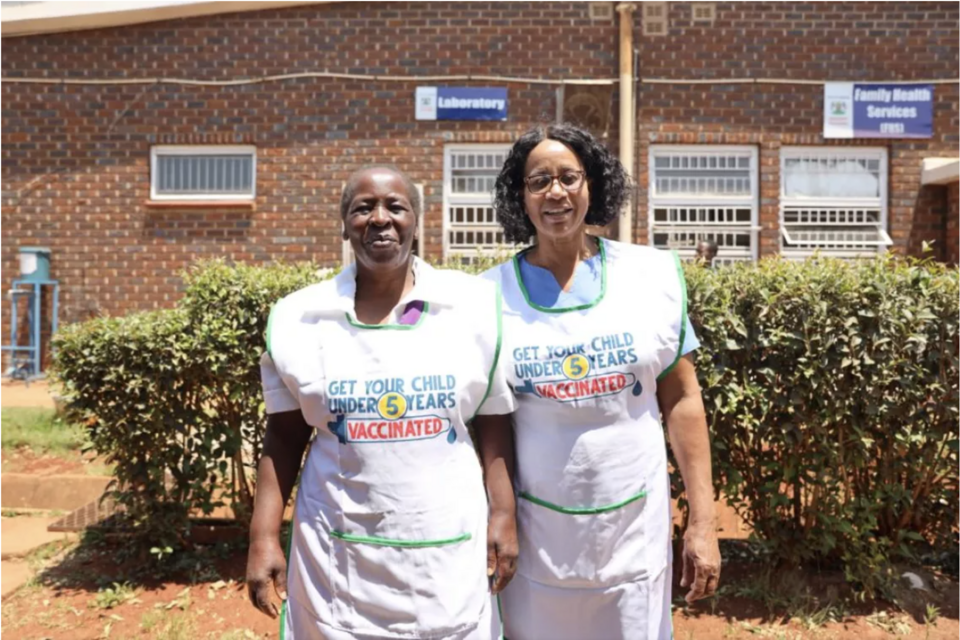 Two healthcare workers from the Hatcliff Family Health Services Clinic responsible for administering the polio vaccination in Zimbabwe.