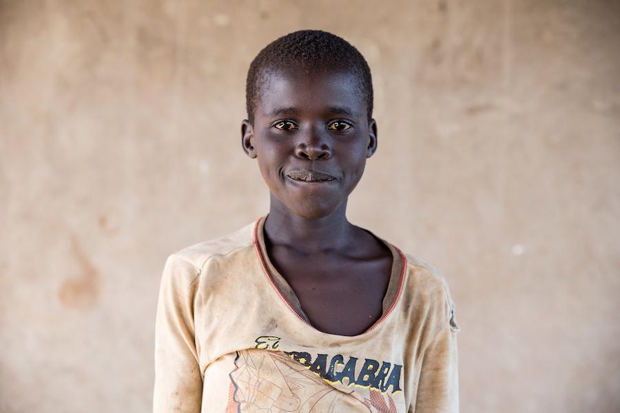 Oroma, 10, lost both his parents in the war in South Sudan. He arrived in Bidi Bidi camp, Uganda, with his two brothers. 