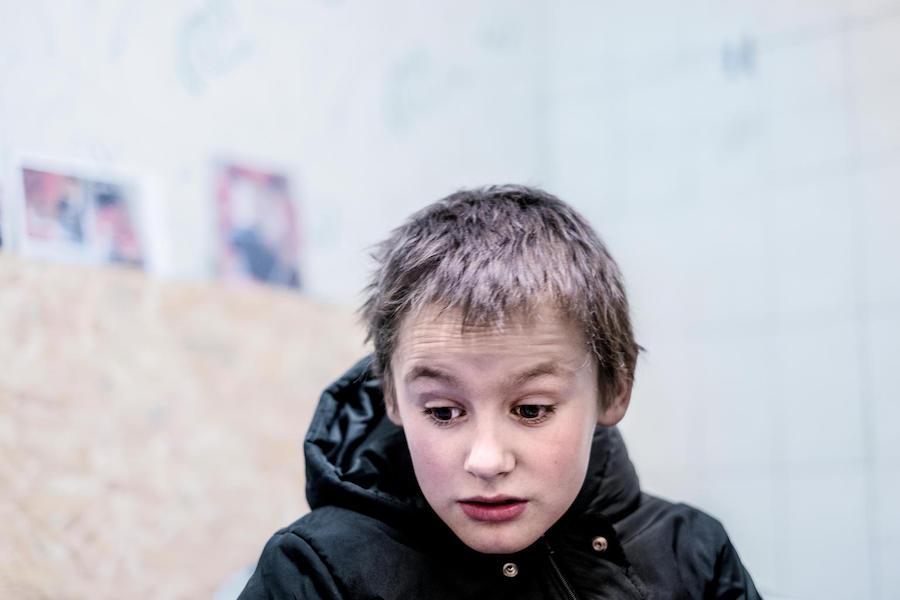 Misha, 9, had shrapnel removed from his brain in 2016 in eastern Ukraine. 