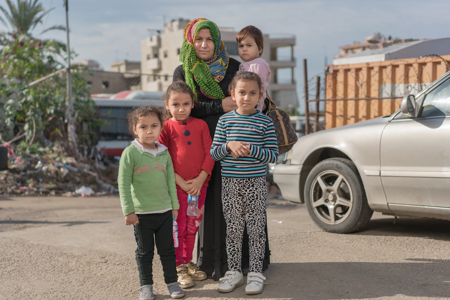 A Syrian refugee family in Lebanon in December 2017.