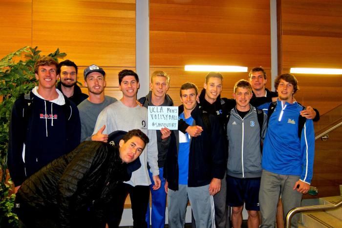 UCLA Men&#039;s Volleyball participates in the #ShutOutHT photo campaign. Photo credit: Esha Jalota