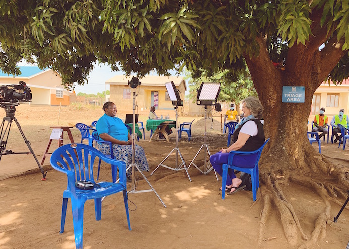 UNICEF Uganda's Dr. Eva Kabwongera discusses the rollout of COVID-19 vaccines with NBC's Cynthia McFadden in Bidi Bidi refugee settlement. 