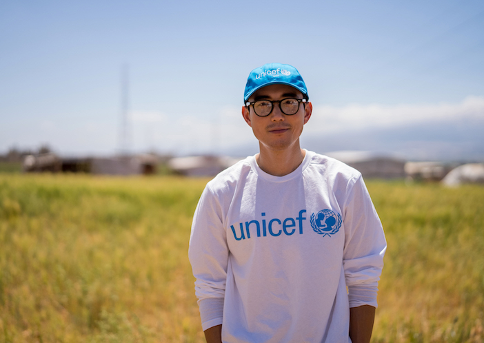 UNICEF Ambassador Justin H. Min in Lebanon on May 24, 2022.