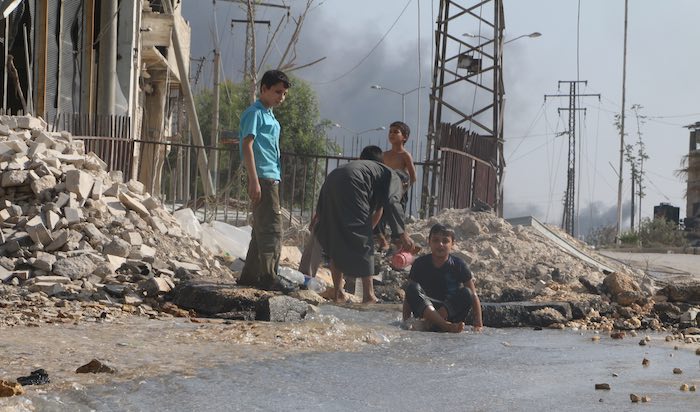 More than 100,000 children have been forced to resort to drinking water from unsafe sources such as shallow bore holes and even craters where water from broken pipes gathers.