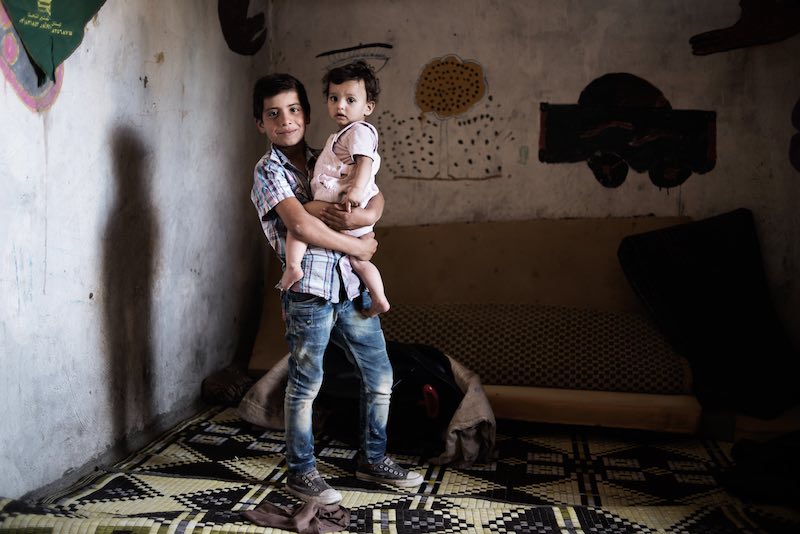 Syrian child refugee in Lebanon who's going to school