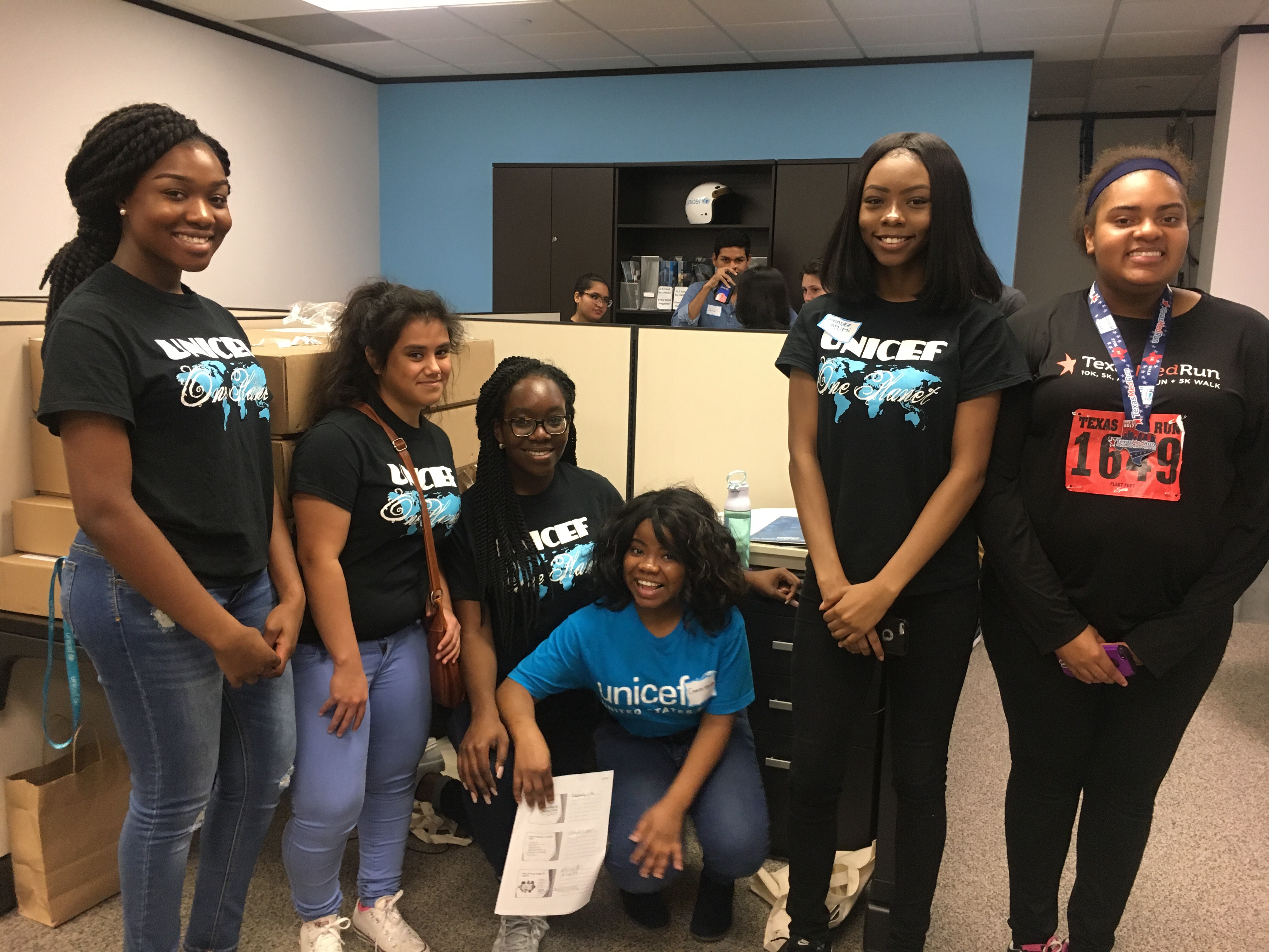 Students from George Bush High School share upcoming UNICEF Club events with their peers at the Spring 2017 UNICEF Club Retreat.