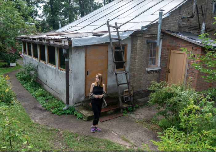 Seventeen-year-old Oleksandra's family home in Irpin, Ukraine was severely damaged by shelling. 
