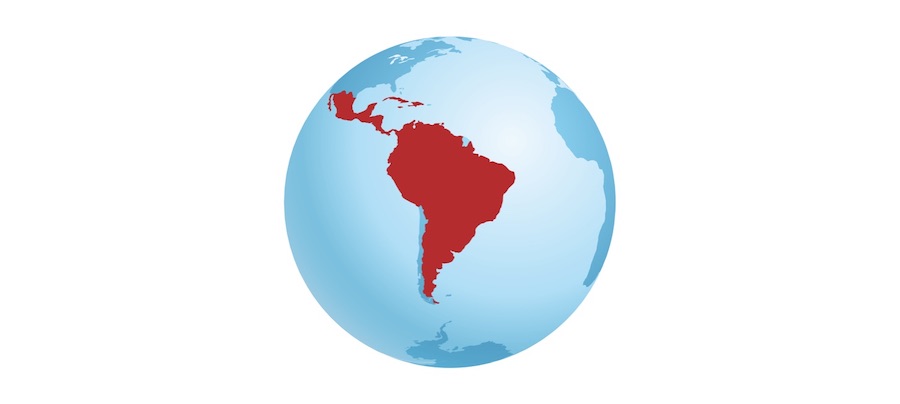 A map of UNICEF's reach in Latin America and the Caribbean.