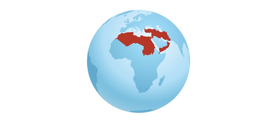 A map of UNICEF's reach in the Middle East and North Africa. A map of UNICEF's reach in the Middle East and North Africa.
