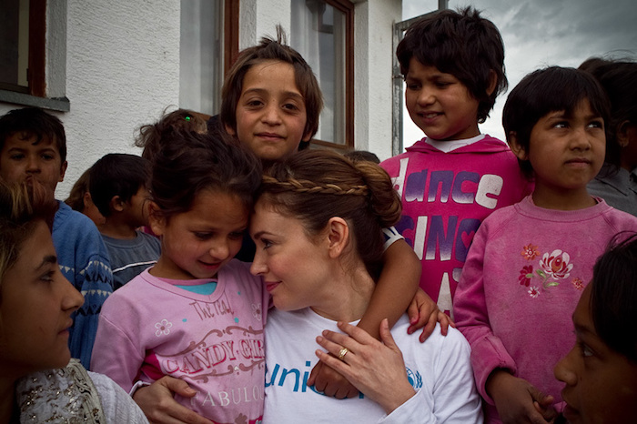 UNICEF Ambassador Alyssa Milano in Kosovo, 2010.