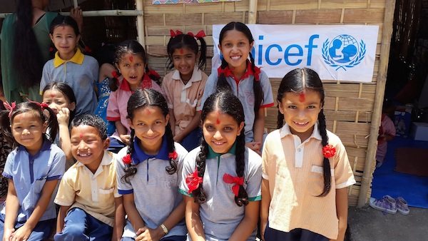 The children at the Kuleshwor School in Kathmandu are happy to be back in school.