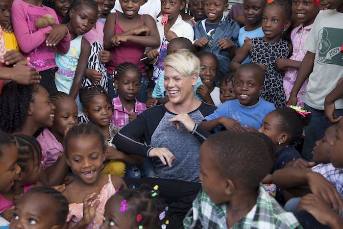 UNICEF Ambassador, Kid Power National Spokesperson and Grammy Award winner, P!NK, during a UNICEF field trip to Haiti