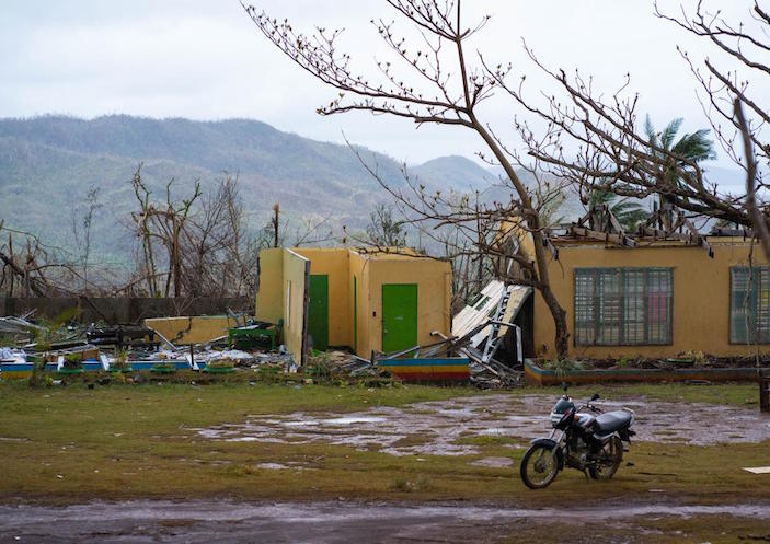 Evacuees were trapped inside this school building when Super Typhoon Rai battered the Philippines on December 16, 2021.