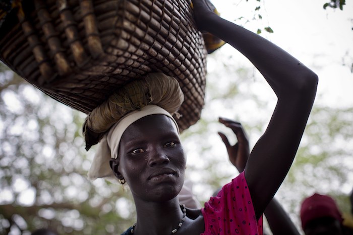 Woman in South Sudan waiting to receive a tetanus vaccine