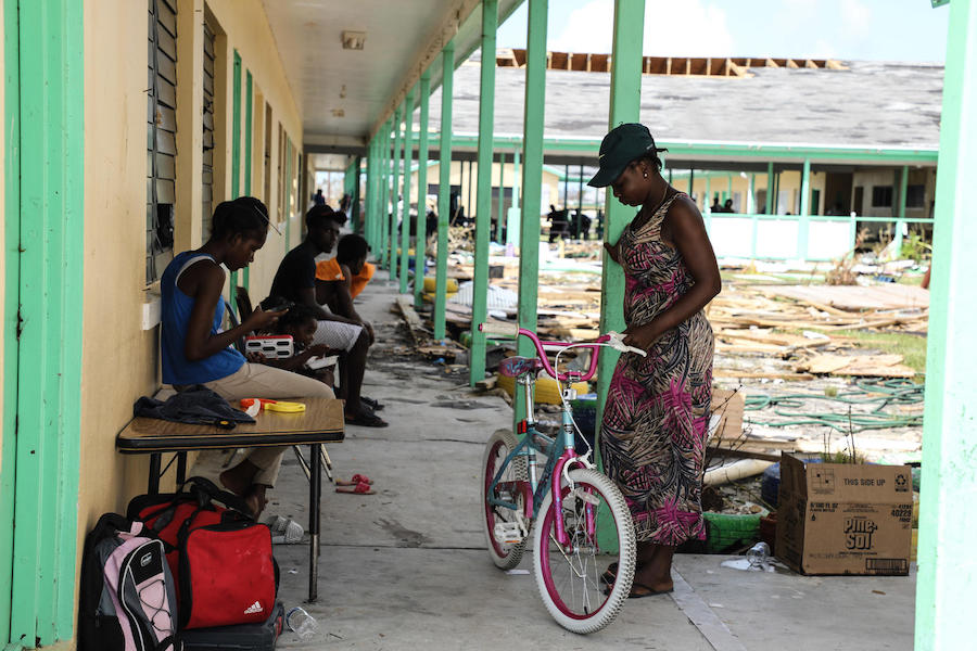 Families who lost everything in Hurricane Dorian have taken shelter at Central Abaco Proimary School in Marsh Harbour, Abaco Island, the Bahamas. 