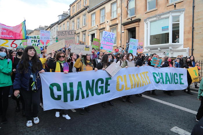 Young protesters in Glasgow, Scotland, during COP26.