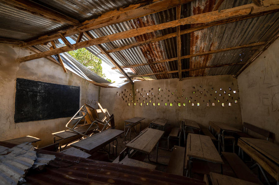 ropical Storm Ana damaged classrooms and tore the roof off of School EPC Chingoma in Mocuba, Zambezia province, Mozambique on January 24, 2022.