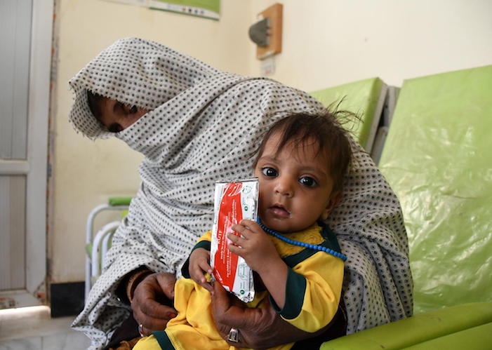 Fatima, 11 months old, is being treated for malnutrition at UNICEF-supported Speen Boldak hospital in Kandahar province, southern Afghanistan.