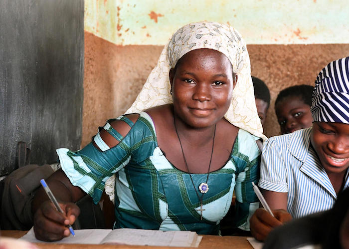 Aminata, 16, and her family were displaced from their home by violence in 2019. They settled in Kaya, where Aminata is enrolled in a UNICEF-supported school. 