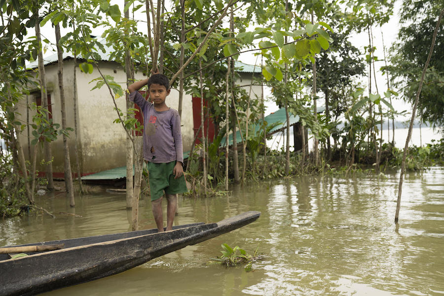 Ten-year-old Ashraful's home in Sylhet, Bangladesh is underwater following heavy flooding in northeastern Bangladesh.