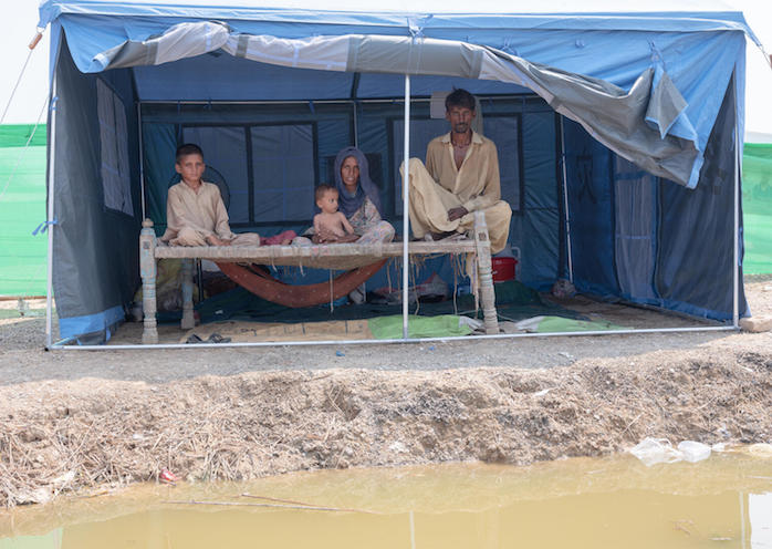 Family displaced by catastrophic flooding in Pakistan's Bolochistan State. 