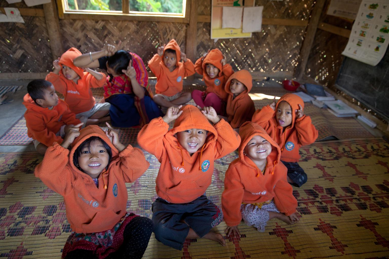 Students attend pre-primary classes at Shilchari Para Kendra in Rangamat.