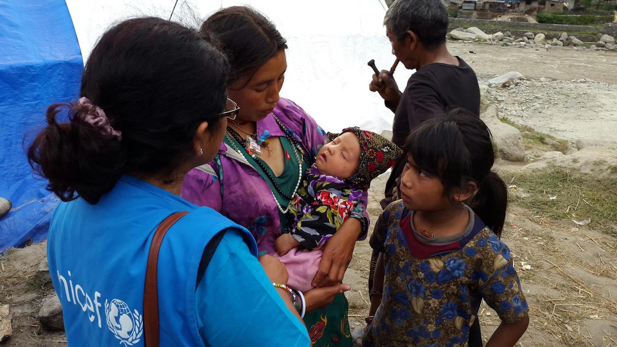 The people in this community in Nuwakot District not only suffered the earthquake, but also a subsequent landslide which buried their homes.