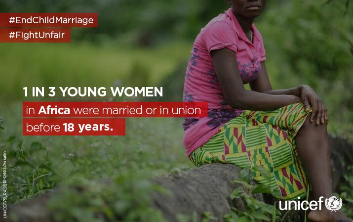 1 in 3 young women in Africa were married or in union before 18 years.