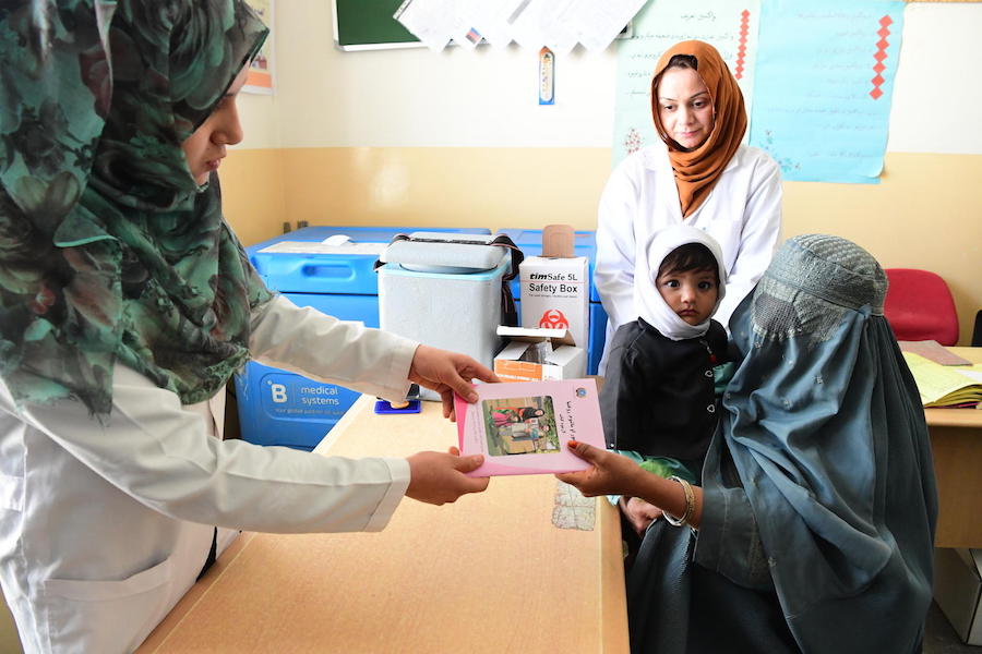 The UNICEF-supported Adam Darmal Clinic in Kandahar, in the southern region of Afghanistan, has WASH, nutrition, education and health programs, including polio vaccination.