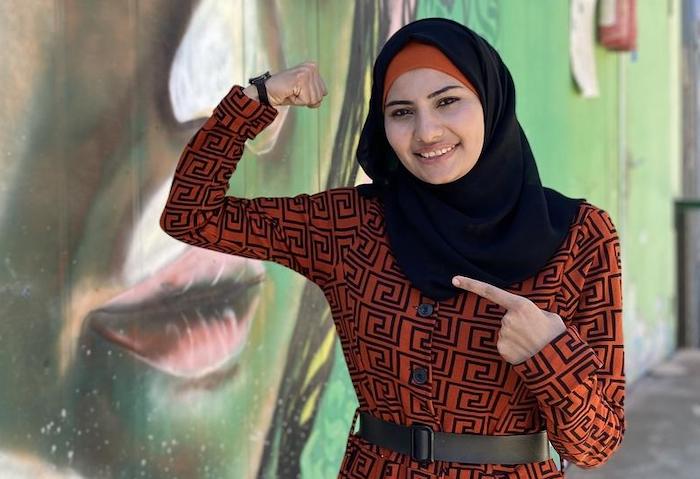 Ahed, 18, a Syrian refugee living in Jordan, benefited from a UNICEF program that offers courses to prepare adolescent girls for employment and economic independence.