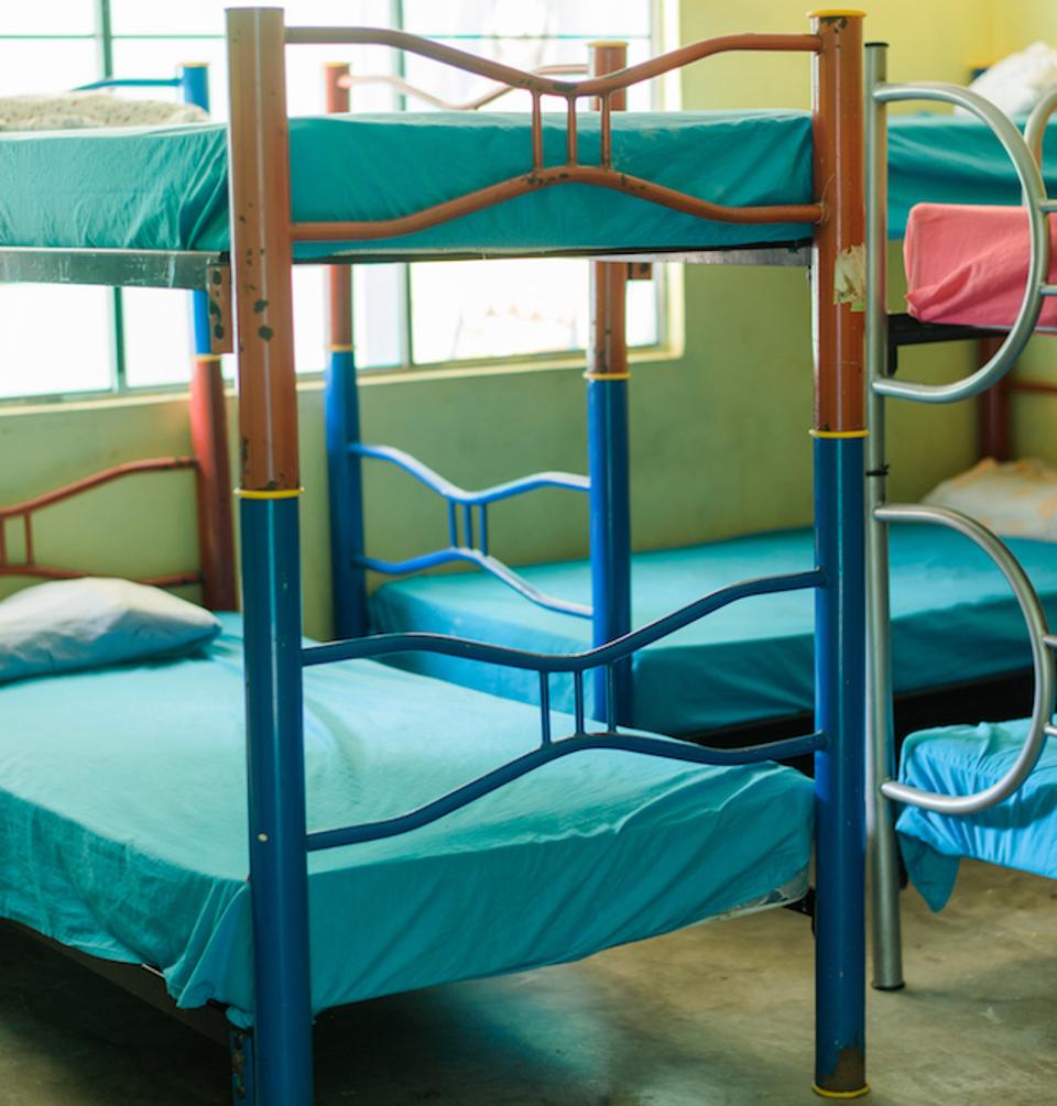 Beds at a shelter in Tapachula, Mexico.