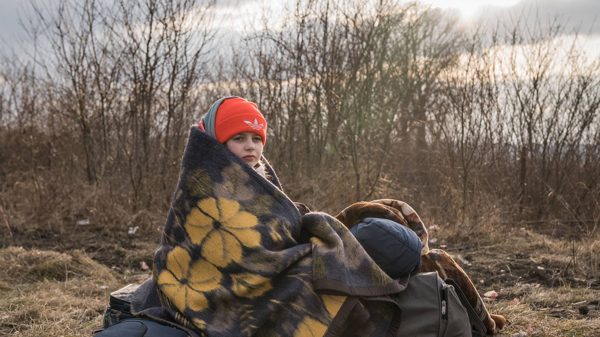 A young girl from Khmelnytskyi, western Ukraine, who fled with her mother to Romania on Feb. 28, 2022, to escape conflict.