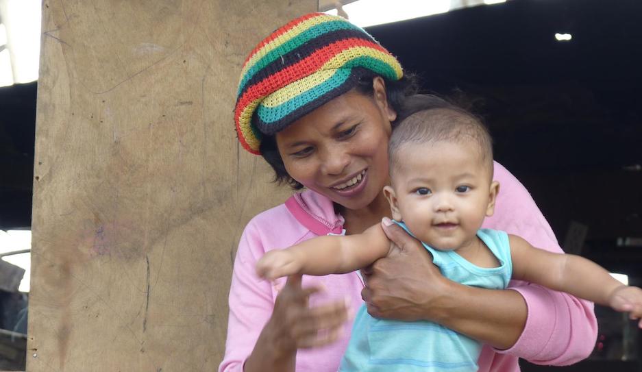 A mother and baby in the Philippines.