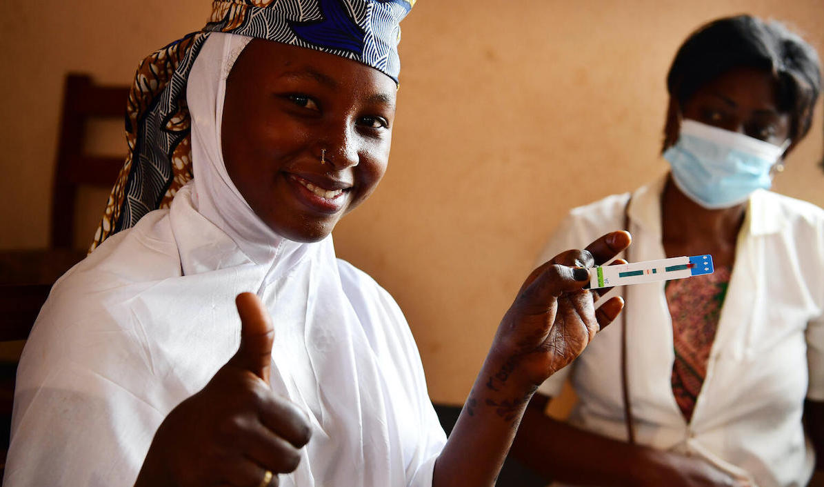 Maryam, 15, in Bertoua, Cameroon, tests negative for HIV.