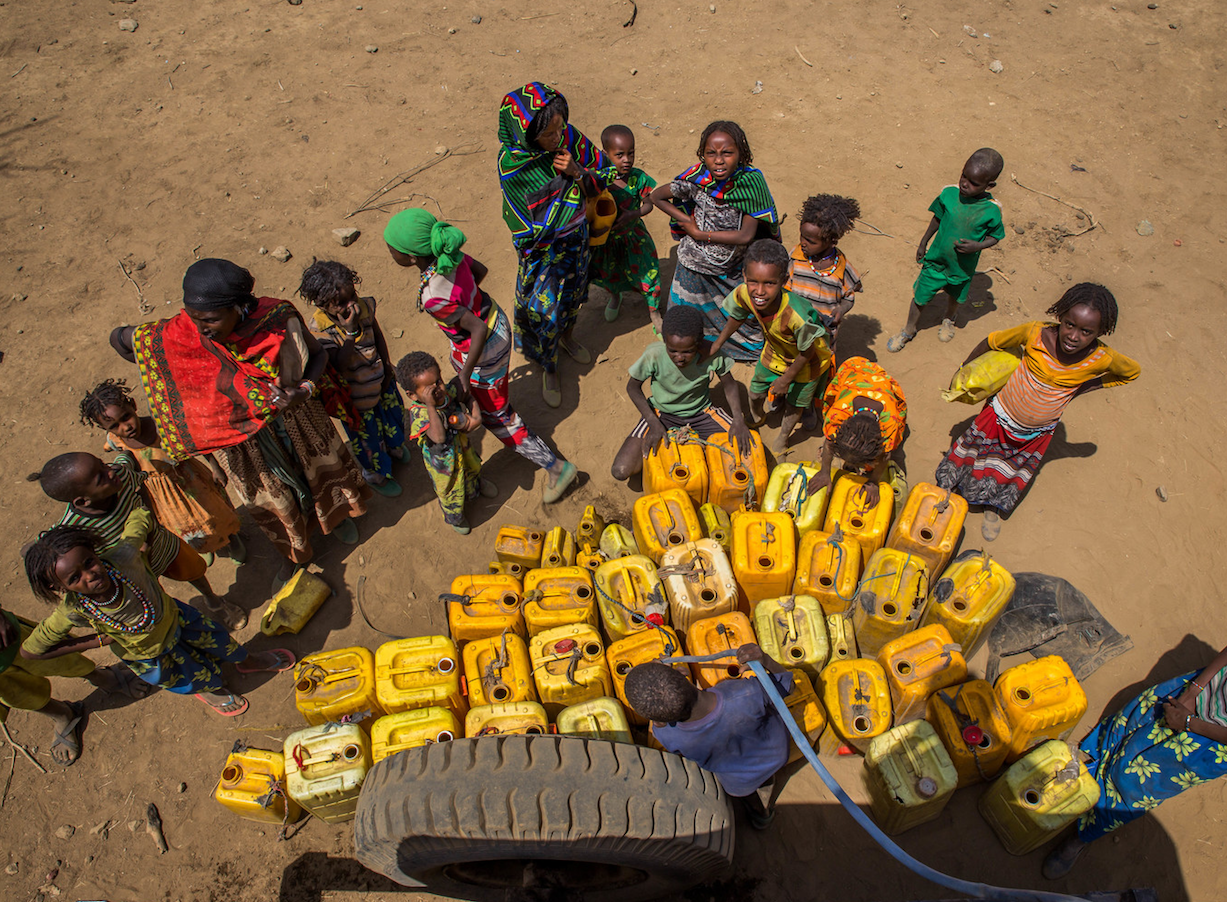 A water point in Ethiopia's Oromia Region. The ongoing drought has severely affected semi-pastoralist communities and their ability to access clean water, and children in this community spend much of their day searching for the resource.