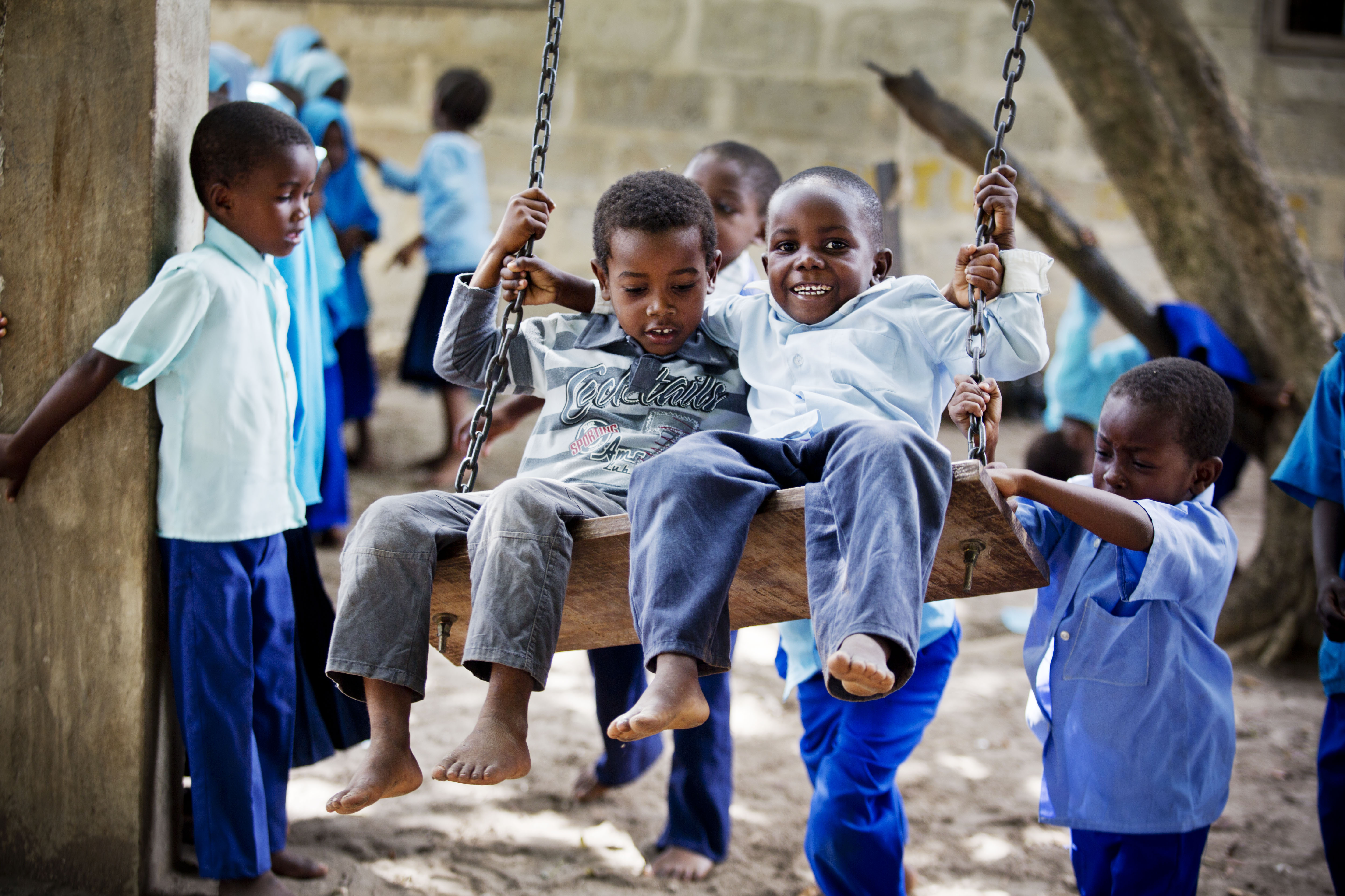 Young children take part in classes at a UNICEF supported nursery school in Tanzania