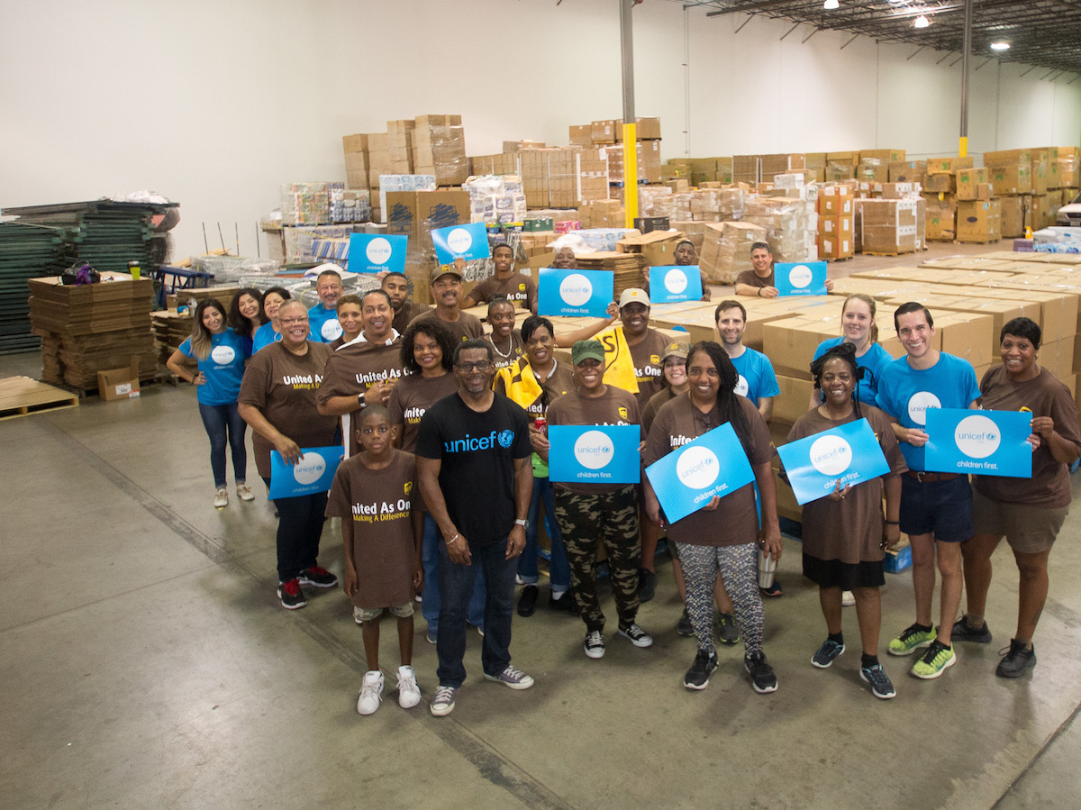 UPS employees and UNICEF USA joined forces to assemble educational supplies to get children back to learning after Hurricane Harvey hit Texas.