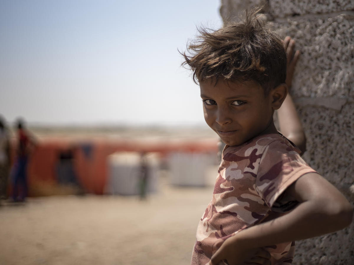 A child from Yemen's Al-Meshquafah camp for internally displaced people, 2019.