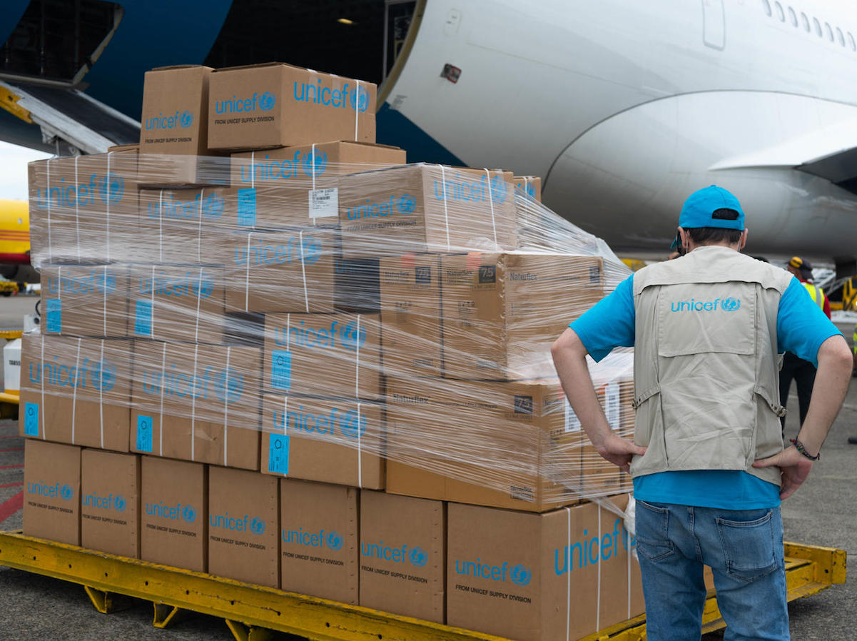 An Airbus plane carrying 9 tons of UNICEF medical supplies arrived in Panama on March 7, 2020. The supplies were prepositioned to support the regional response to the COVID-19 pandemic.