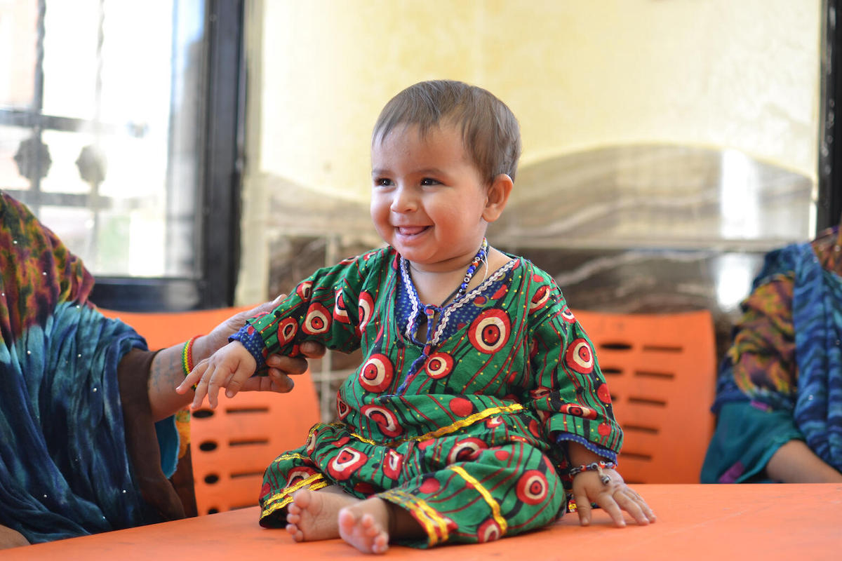 A child benefiting from UNICEF's support for routine health services in Jordan.