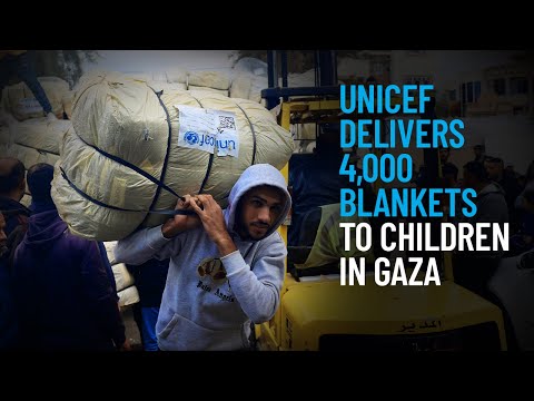 Thumbnail for video UNICEF Delivers 4,000 Blankets to Children in Gaza