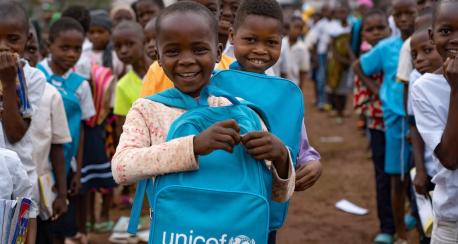 UNICEF supports education for girls like this 8-year-old in Democratic Republic of Congo.