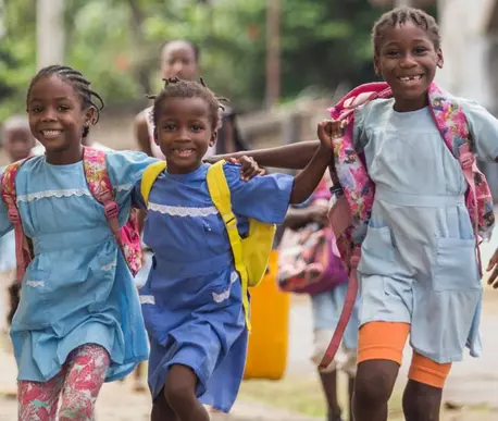 Girls running happily